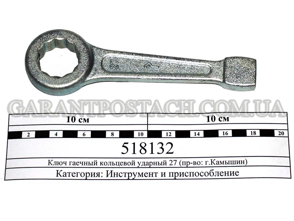 Ключ гаечный кольцевой ударный 27 (пр-во: г.Камышин) 518132