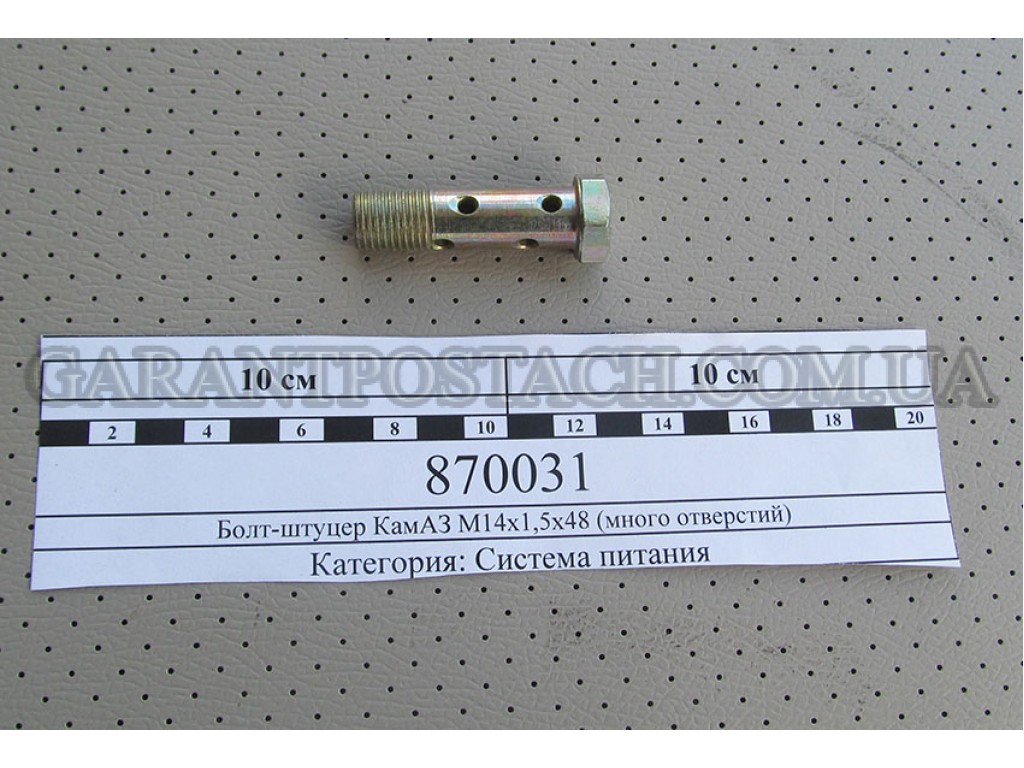 Болт-штуцер М14х1,5х48 электромагнитного клапана КамАЗ (много отверстий) (Россия)
